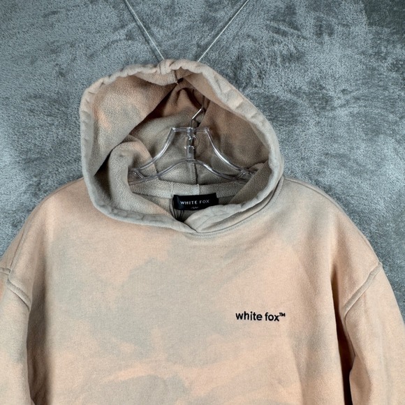 White Fox Oversized Hoodie Womens S/M Beige Gray Pullover Streetwear Y2K Casual - Picture 4 of 12
